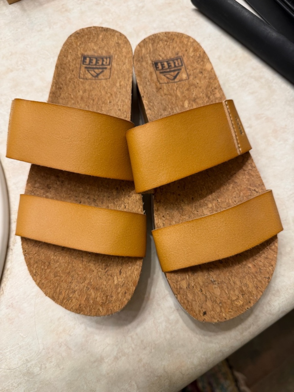 Reef Women's Yellow Cork Slide Sandals